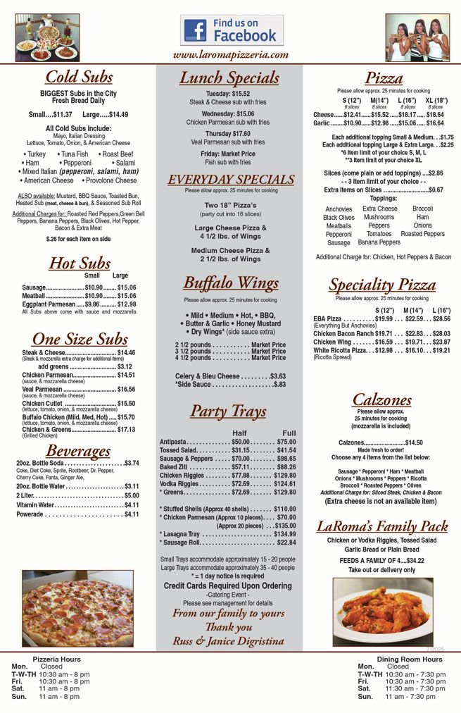 Click to Download the La Roma Takeout Menu